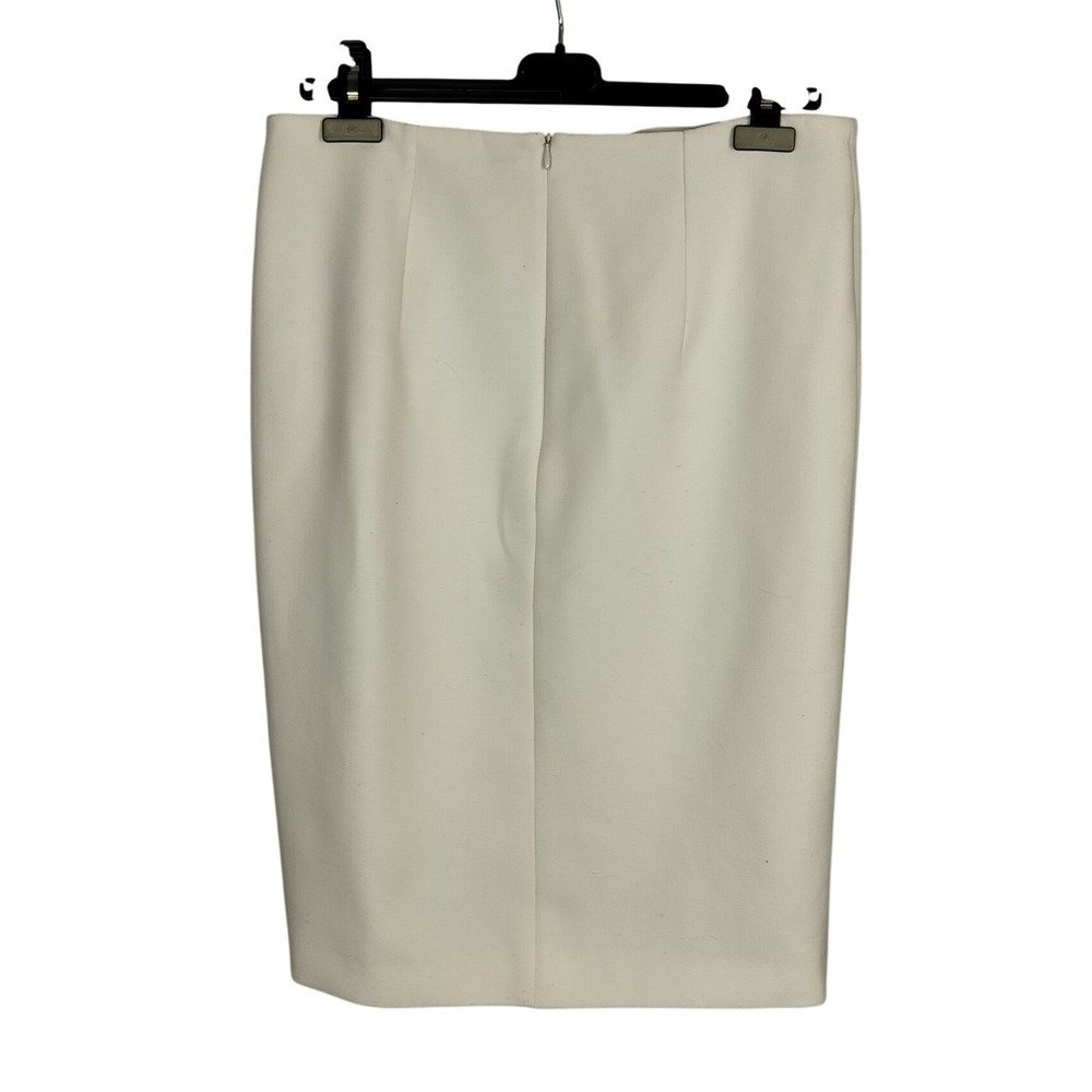 Paule Ka Wool Blend Tailored Pencil Skirt Size Large Cream Off White Knee Length